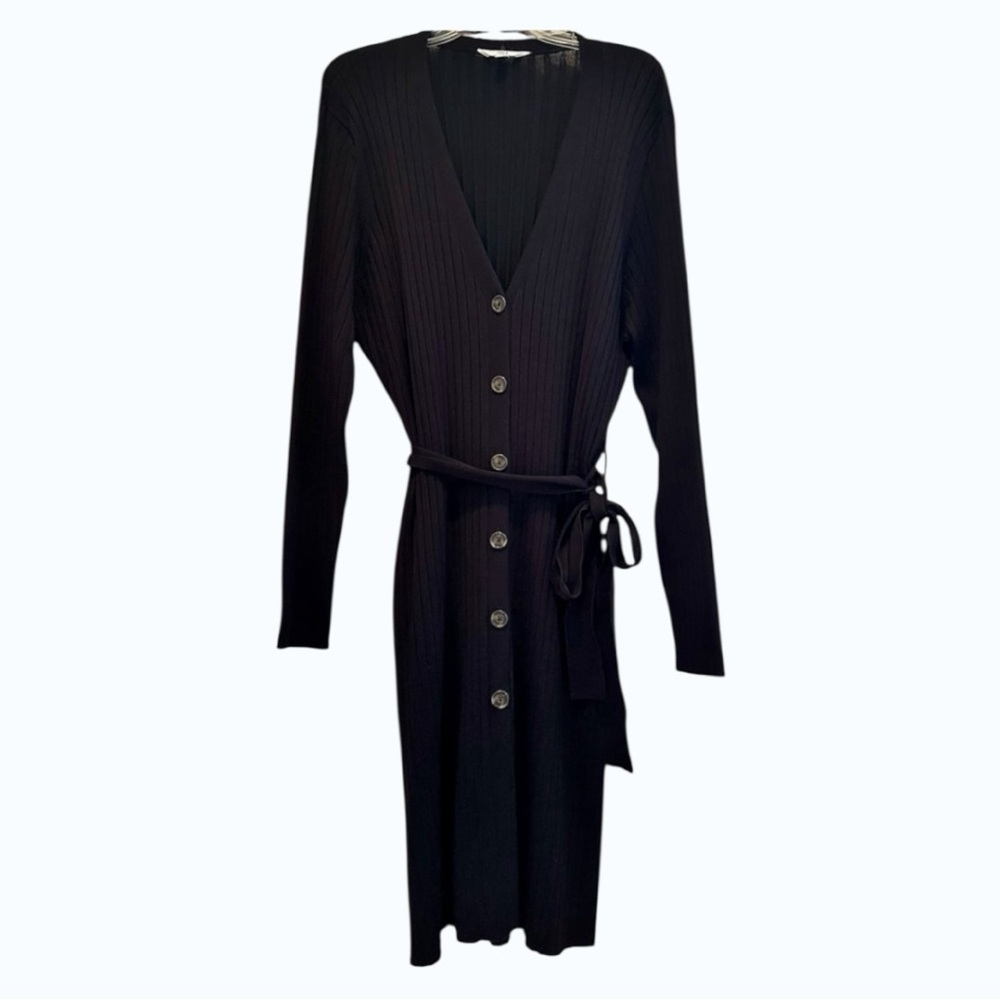Time and Tru Ribbed Button Front Belted Cardigan Dress Size XL (16-18)